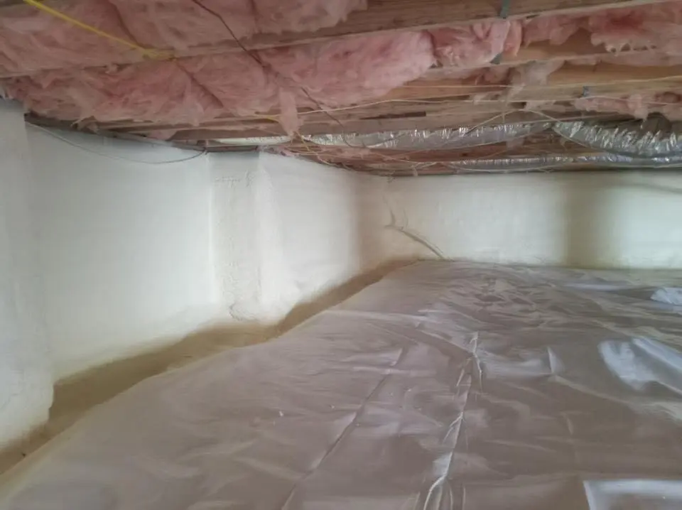 Crawl space encapsulation with closed-cell spray foam for Storm Damage Roof Repair in Lakes of the Four Seasons